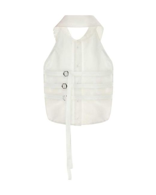 Blumarine White Strappy Cropped Gilet Jacket