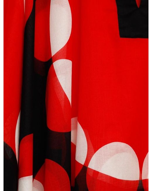 Dries Van Noten Red Patterned Loose Dress