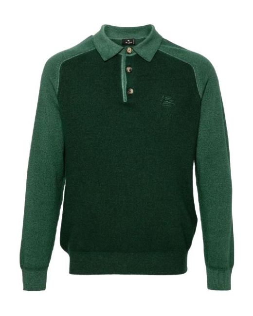 Etro Green Pegaso-Motif Jumper for men