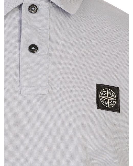Stone Island Gray Short-Sleeved Polo Shirt for men