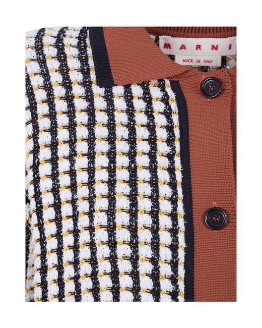 Marni Black Collared Grid Cotton Knitwear
