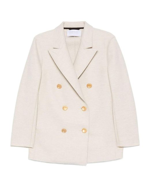 Harris Wharf London Natural Double-Breasted-Button Coat