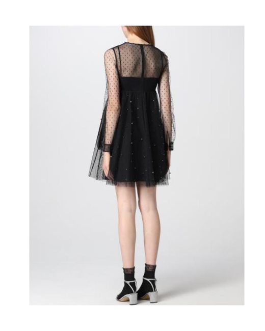 RED Valentino Black Sheer Embellished Dress