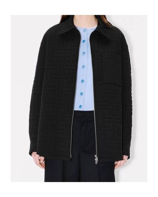 KENZO Black Zip-Up Quilted Jacket