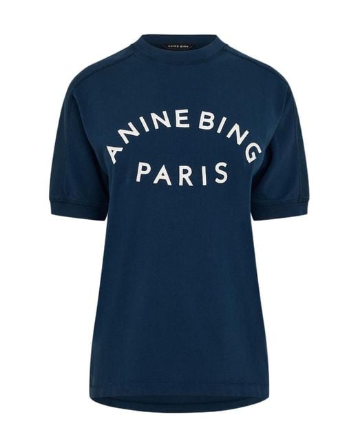 Anine Bing Blue Round Neck Short-Sleeved T-Shirt