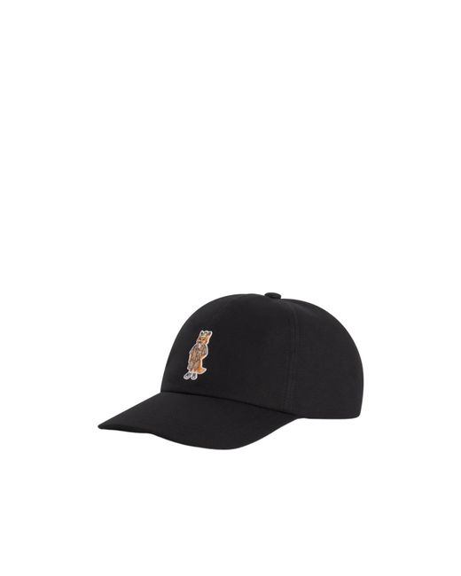 Maison Kitsuné Black Maison Kitsuné Dressed Fox Logo Embroidered Cap for men