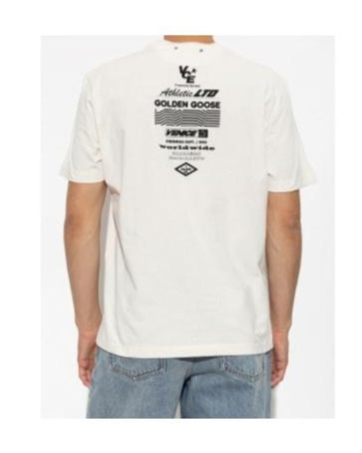 Golden Goose Deluxe Brand White Marathon Print T-Shirt for men