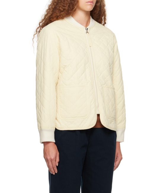 A.P.C. White Elea Quilted Bomber Jacket