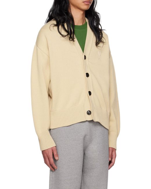 AMI Natural Ami De Coeur Button-Up Cardigan for men