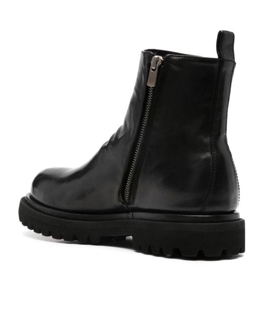 Officine Creative Black Side Zipper Booties for men