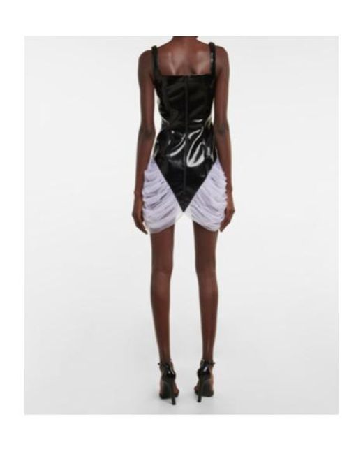 Christopher Kane Black Tulle-Trimmed Vinyl Minidress