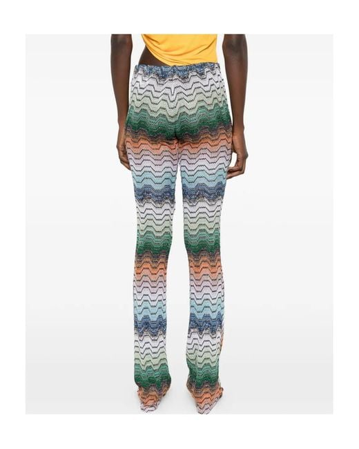 Missoni Green Zigzag-Knit Trousers