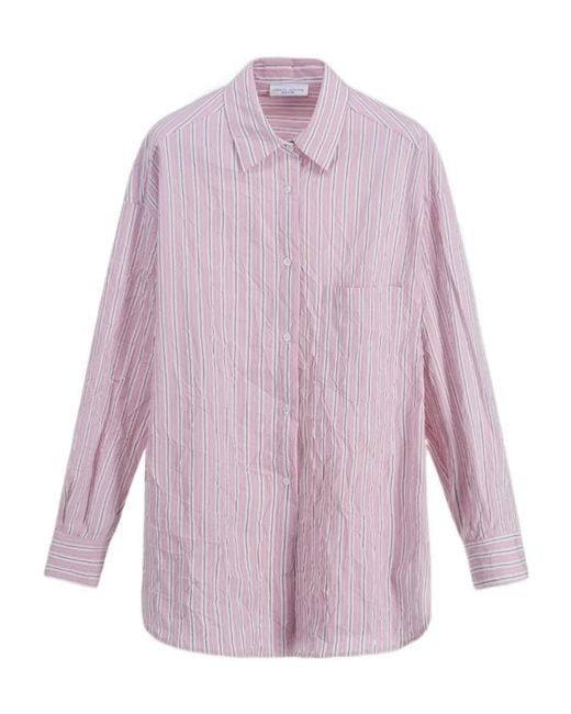 Roberto Collina Purple Oversized Crinkled Shirt