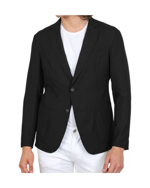 Emporio Armani Black Lapel Long-Sleeved Suit Jacket for men