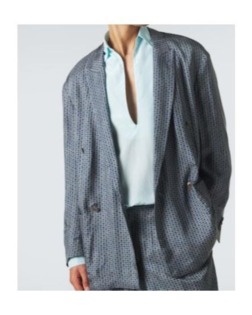 Giorgio Armani Gray Printed Double-Breasted Blazer for men