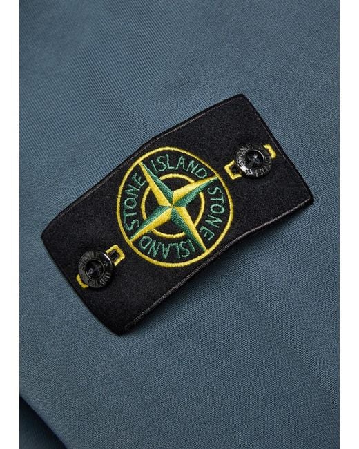 Stone Island Blue Hooded Cotton Sweatshirt for men