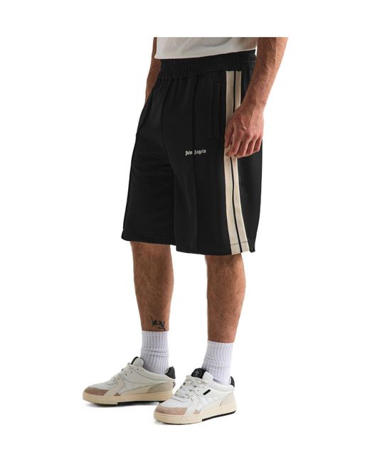 Palm Angels Black Woven Tracksuit Shorts for men