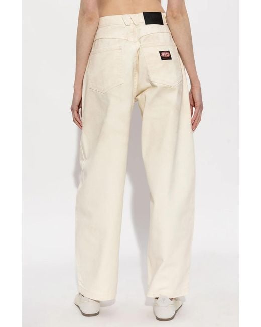 Willy Chavarria White Bad Girl Wide-Leg Jeans