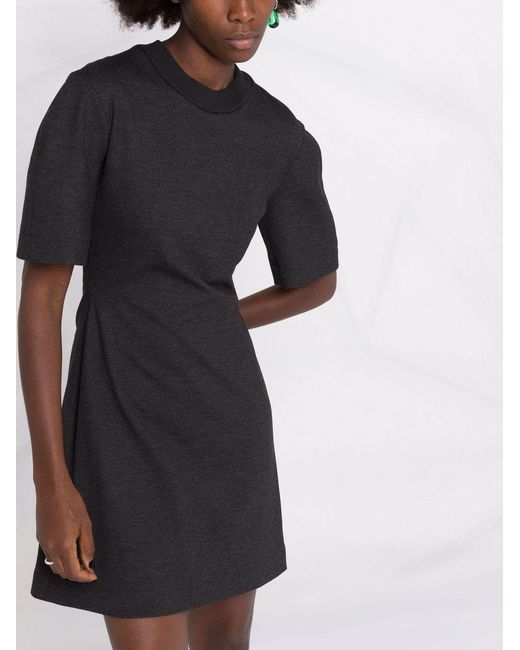 McQueen Black Rear Logo-Print Mini Dress