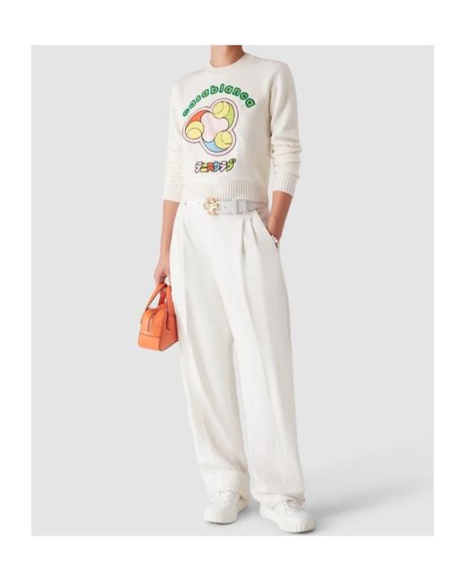 Casablanca White Tennis Ball Merino Knit Crewneck Jumper