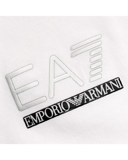 EA7 White Logo Round-Necked T-Shirt for men