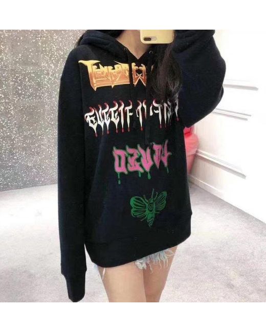 Gucci Blue Printed Hooded Sweater for men