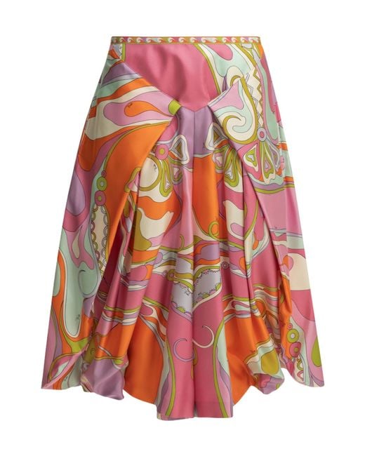 Emilio Pucci Red Pucci Orchidee Printed Sarong Pants