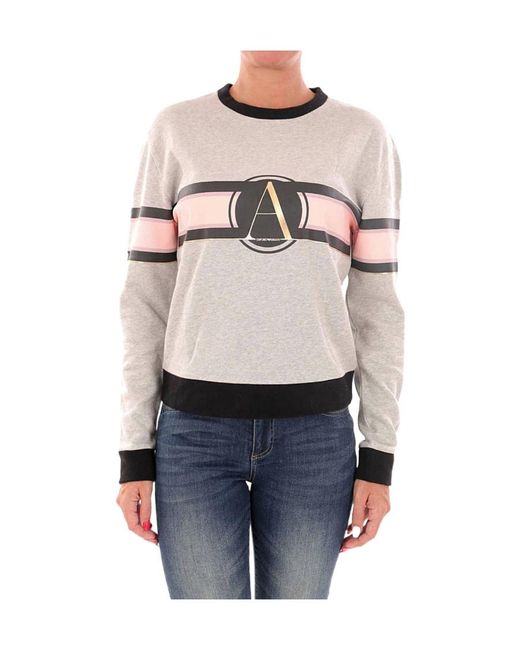 Emporio Armani White Round-Necked Logo Sweater