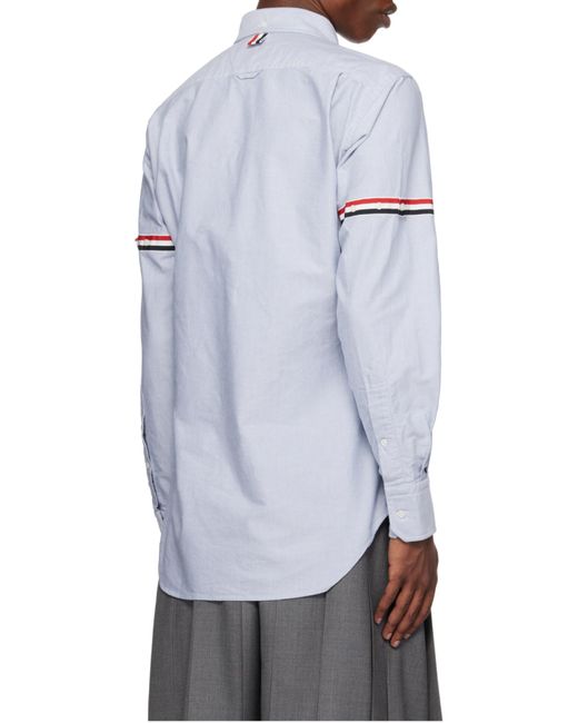 Thom Browne Blue Long-Sleeved Striped Detail Shirt for men