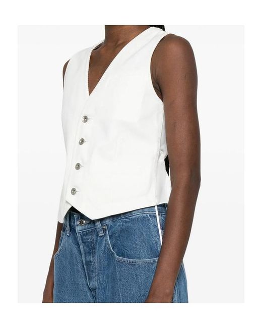 Sacai White Buttoned Chiffon-Back Jacket