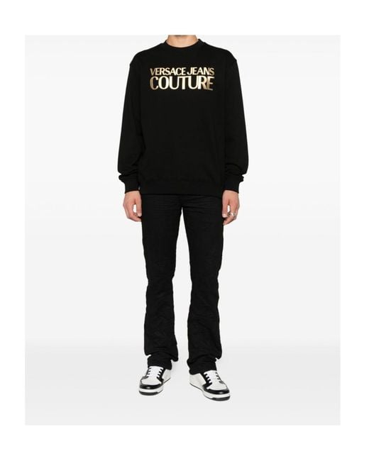 Versace Jeans Black Couture Logo Printed Crewneck Sweatshirt for men