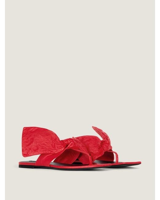 Givenchy Red Boudoir Bow Thong Slides
