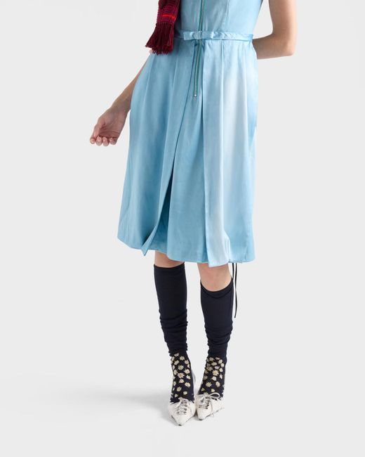 Prada Blue Washed Silk Duchesse Dress