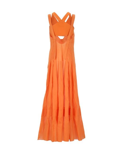 Alberta Ferretti Orange V-Neck Dress