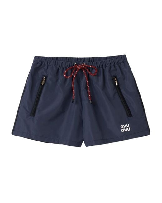 Miu Miu Blue Technical Fabric Shorts