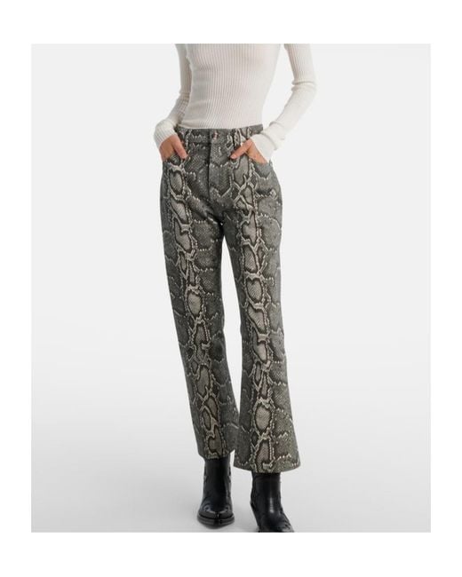 Gabriela Hearst Gray Ezra Snake-Effect High-Rise Bootcut Jeans