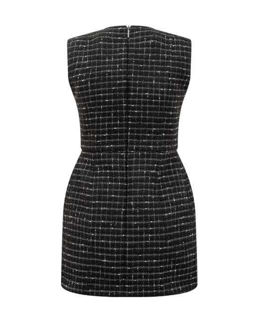 MSGM Black Checked Tweed Dress
