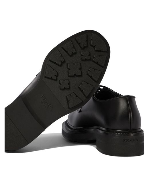 Prada Black Lace-Up Derby Shoes for men