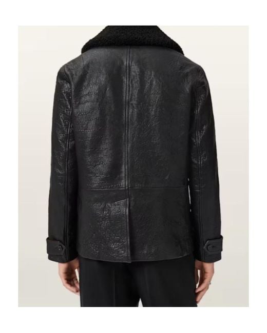 AllSaints Black Hamlet Leather Jacket for men