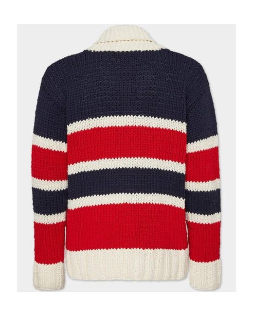 DSquared² Red Striped Knit Cardigan for men