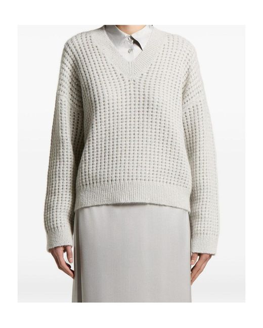 Peserico White Waffle-Knit Sweater
