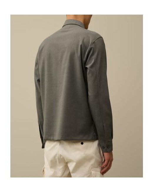 C P Company Green Long-Sleeved Wool Shirt for men