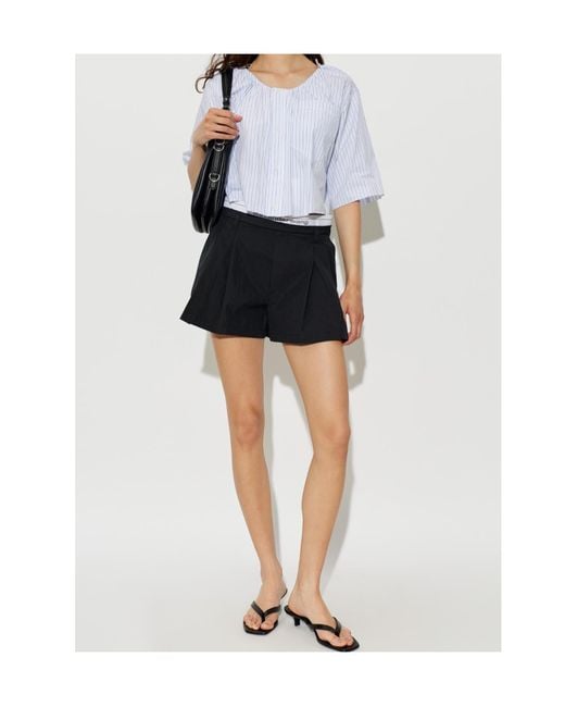 Alexander Wang Blue Off-Shoulder Cropped Shirt