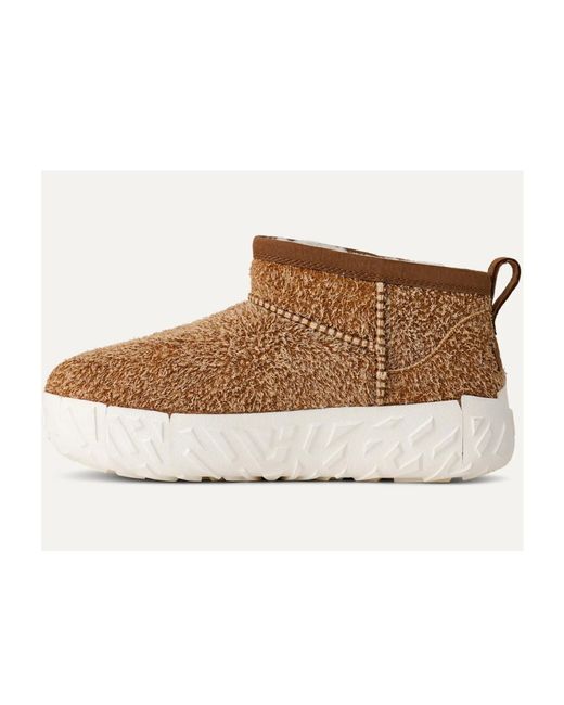 Ugg Brown Classic Ultra Mini Suede Textured Boots for men