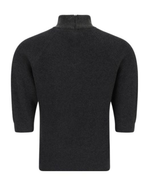Brunello Cucinelli Black Short-Sleeved Ribbed Top