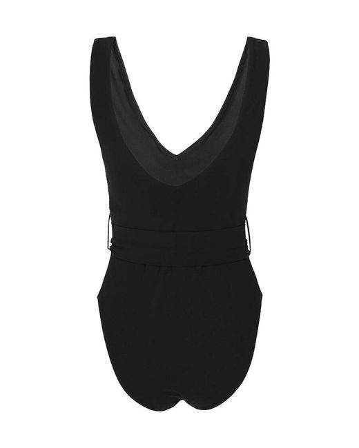 Tory Burch Black Miller Plunge One-Piece Swimsuit