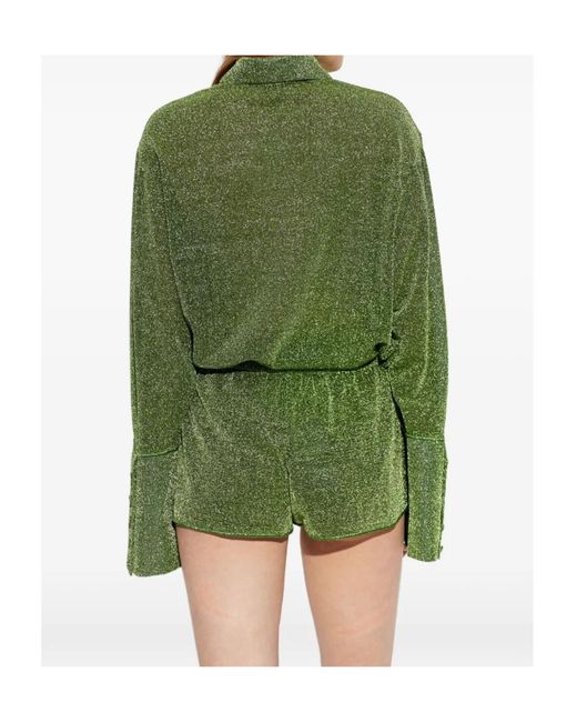 Oseree Green Oséree Lurex Oversized Shirt