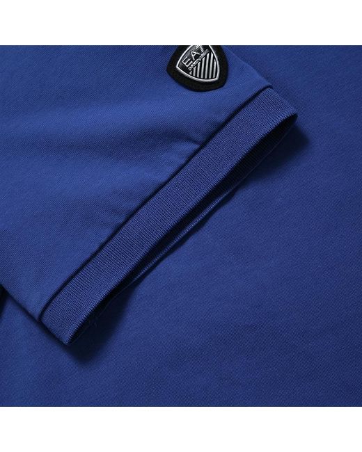 EA7 Blue Logo Lapel Polo Shirt for men