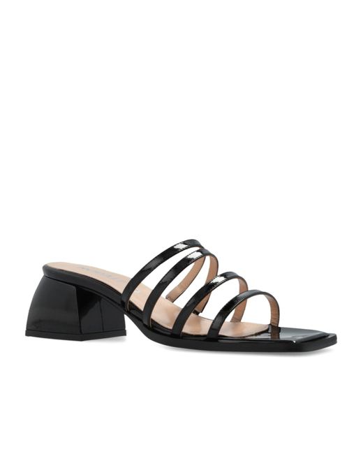 NODALETO White Strappy Block Heel Sandals