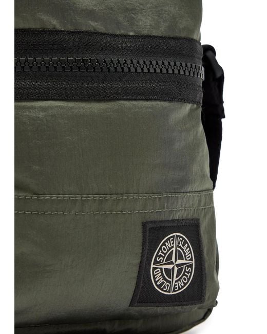 Stone Island Green Logo-Appliquéd Nylon Pouch Bag for men